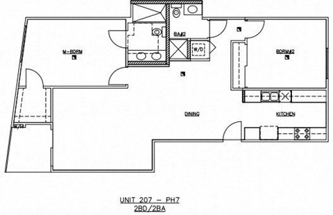 Floor plan for 2 beds, 2 baths, 1134 sqft